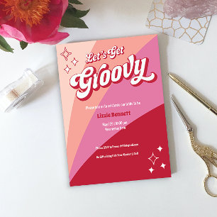 Get Groovy Magenta Monochromatic Bridal Shower Invitation