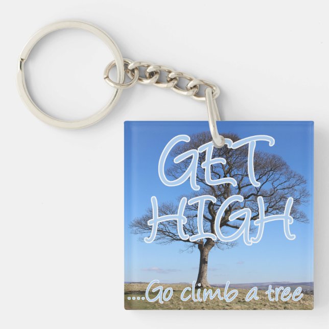 Get high go climb a tree arborist key ring (Front)