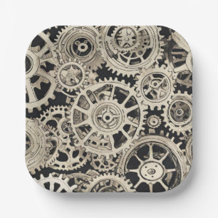 Get in Gear Robot Birthday Party Paper Plate