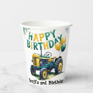 Get In Gear Tractor 3rd Birthday Bash Paper Cups