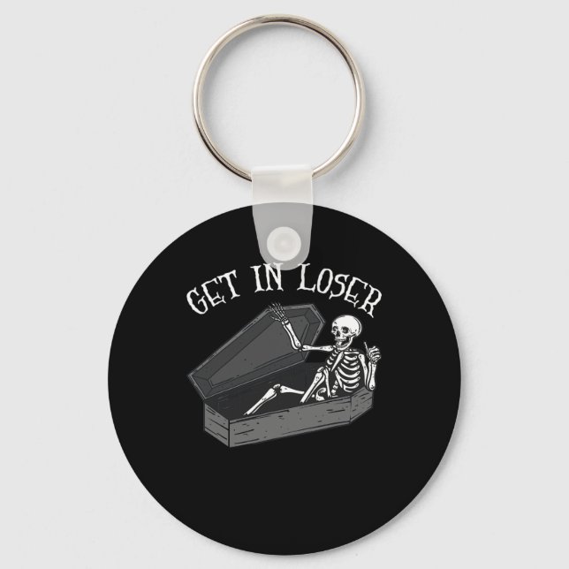 Get In Loser Skeleton In Coffin Halloween Fun Men  Key Ring (Front)