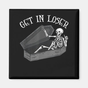 Get In Skeleton In Coffin Halloween Funny Men Magnet