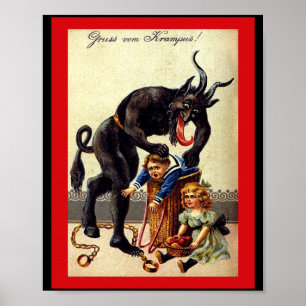 Get In The Bag Kids Vintage Krampus  Poster