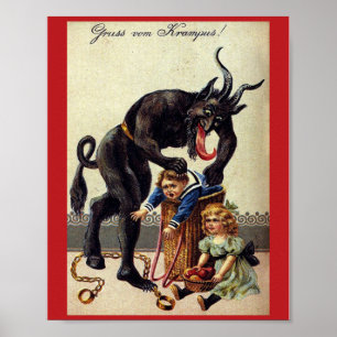Get In The Bag Kids Vintage Krampus  Poster