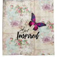 Get Inspired Quote & Pink Butterfly Shabby Collage