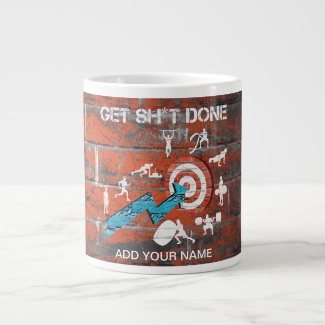 Get it Done Motivational Fitness Workout  Large Coffee Mug (Front)