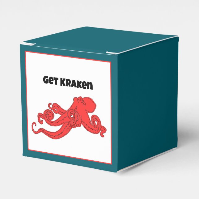 Get Kraken Fun Retro Red Octopus Cartoon Favour Box (Front Side)