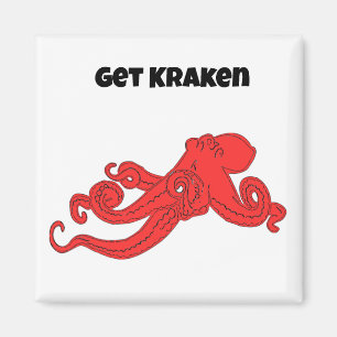 Get Kraken Fun Retro Red Octopus Cartoon Magnet