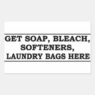 'Get Laundry Items Here' Laundromat Black Overlay Rectangular Sticker