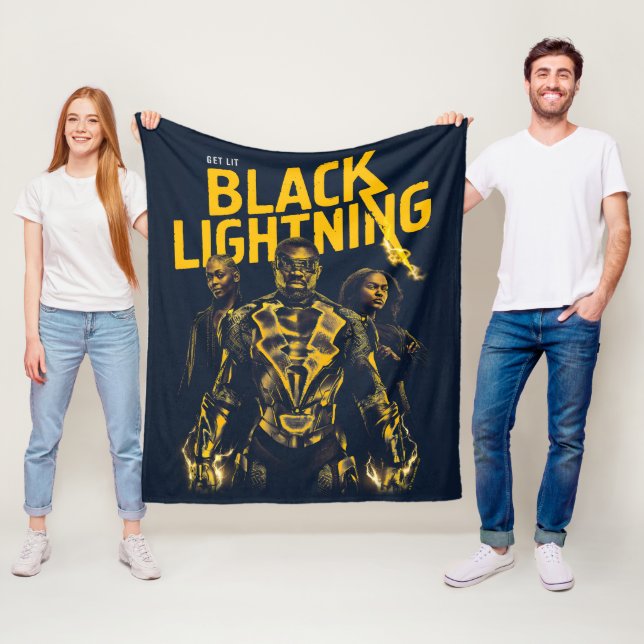Get Lit - Black Lightning Fleece Blanket (In Situ)