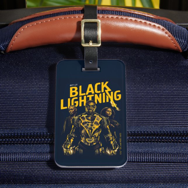 Get Lit - Black Lightning Luggage Tag (Front Insitu 2)
