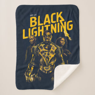 Get Lit - Black Lightning Sherpa Blanket