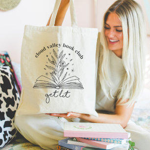 Get Lit Blooming Floral Book Personalised Tote Bag