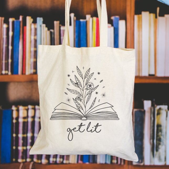 Get Lit Blooming Floral Book Tote Bag (Creator Uploaded)