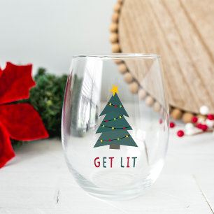 Get Lit   Christmas Stemless Wine Glass