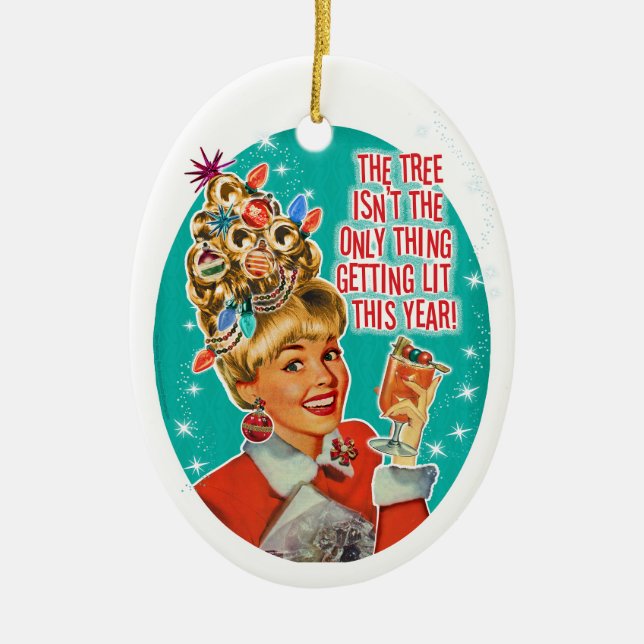 Get Lit Girl Christmas Ornament (Front)