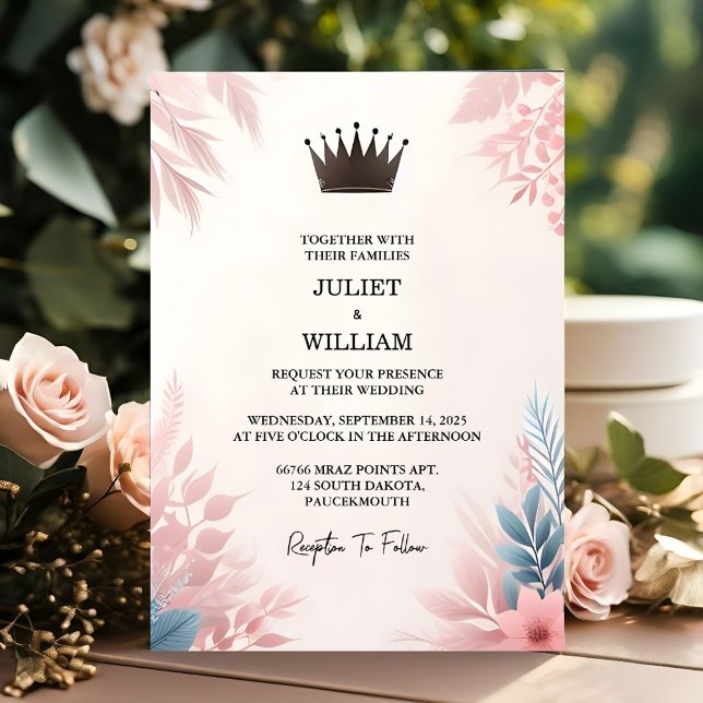Get Long Tulle Regal Royal Glam Blush Pink Wedding Invitation (Creator Uploaded)
