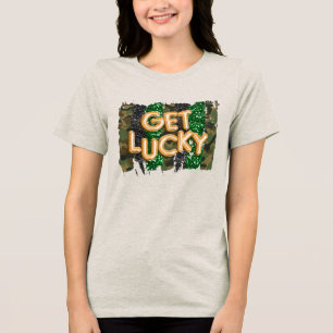 Get Lucky Foil Balloon Glitter St. Patrick's Day Tri-Blend Shirt