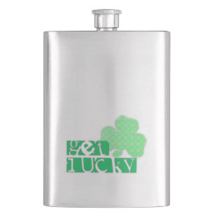 Get Lucky L Clover Shamrocks St Patty Flask