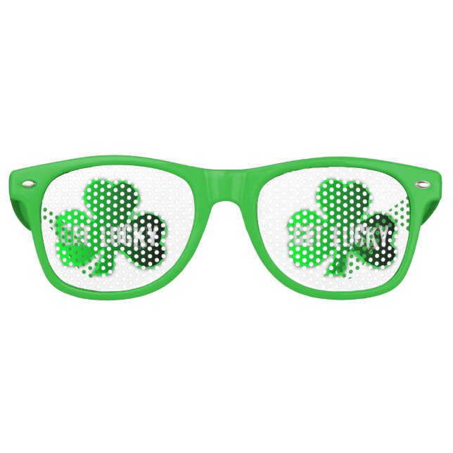 Get Lucky St Patrick Retro Party Glasses (Front)