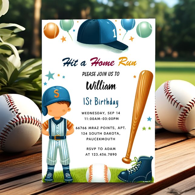 Get Men Ball Wood Game Team Baseball 1st Birthday Invitation (Creator Uploaded)