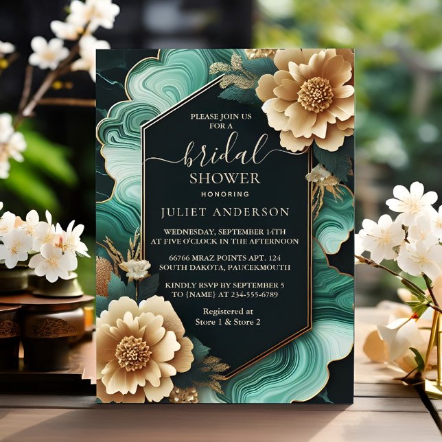 Get Monstera Emerald Green And Gold Bridal Shower Invitation (Creator Uploaded)