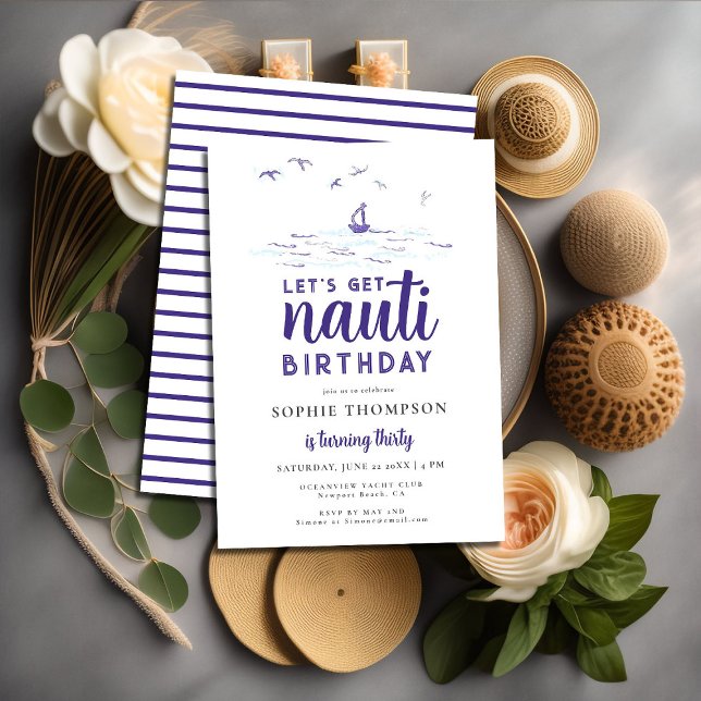Get Nauti Boat Beach Coastal Party 30th Birthday Invitation (Creator Uploaded)