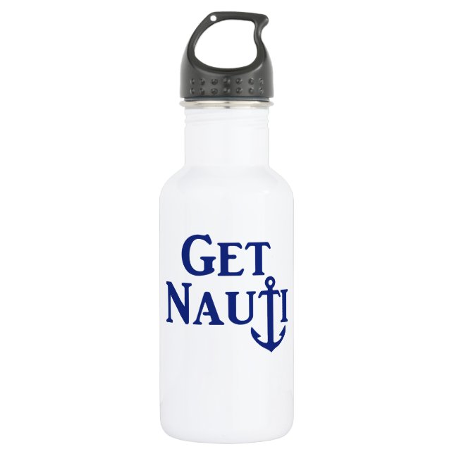 “GET NAUTI”- Nautical Stainless Steel Water Bottle (Front)