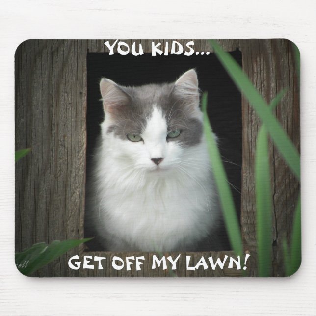 Get Off My Lawn cat meme Mouse Pad (Front)