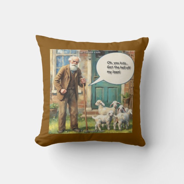 Get Off My Lawn – Goat Edition Cushion (Front)