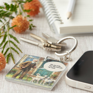 Get Off My Lawn – Goat Edition Rick London Funny Key Ring