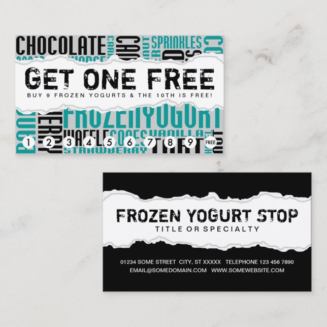 get one free FROZEN YOGURT Loyalty Card (Front/Back)