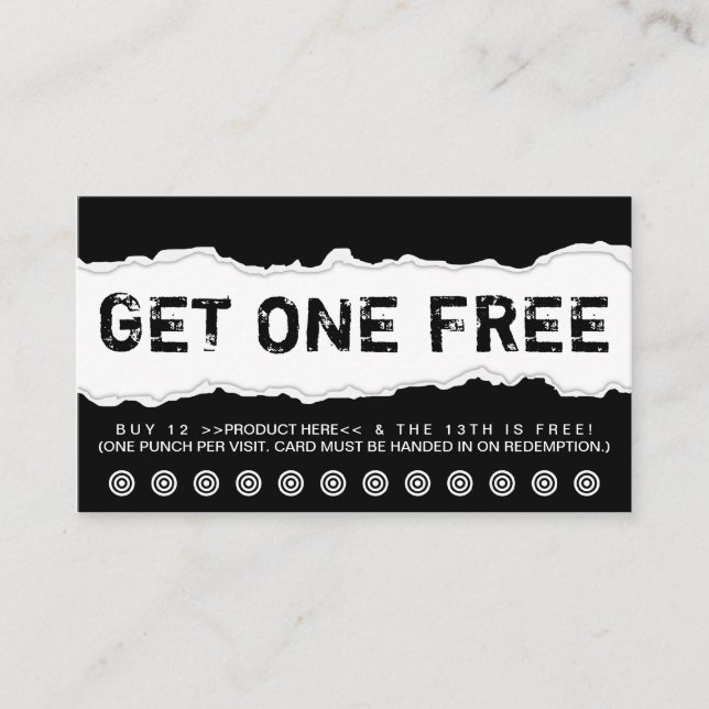 get one free loyalty card (Front)