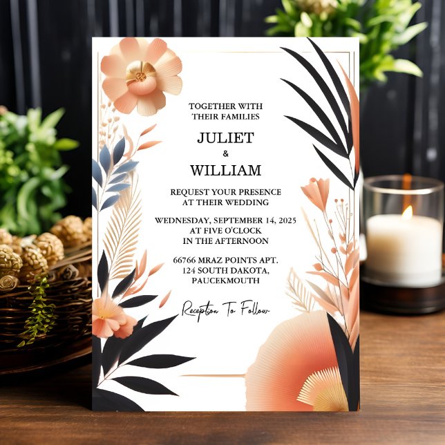 Get Orange 70s 80s 90s Pink Peach Colourful Weddin Invitation (Creator Uploaded)