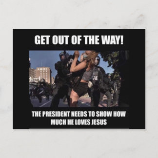 get out of the way postcard