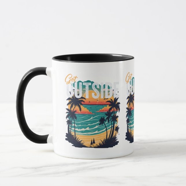 Get outside - palms see side lanscape  mug (Left)