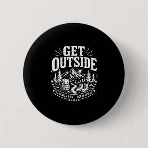 Get outside wander more worry less vintage hiking 6 cm round badge