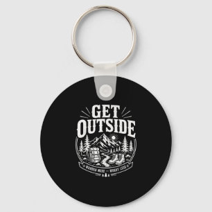 Get outside wander more worry less vintage hiking key ring