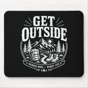 Get outside wander more worry less vintage hiking mouse pad