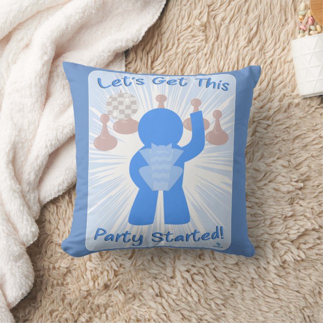 Get Party Started Gamer Fun Meeple Slogan Cushion (Blanket)