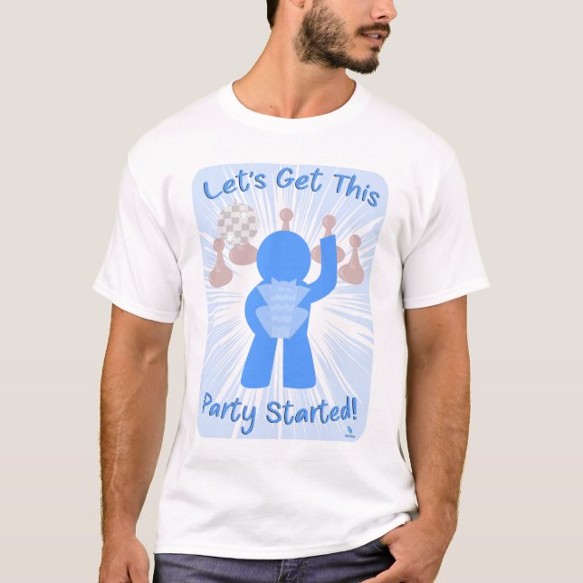 Get Party Started Gamer Funny Meeple Slogan T-Shirt (Front)