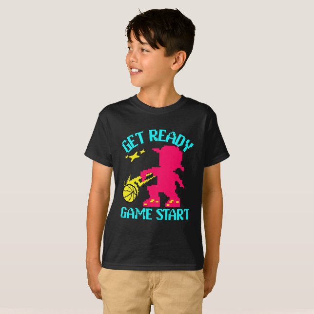 Get Ready – Game Start Pixel Basketball T-Shirt (Front Full)