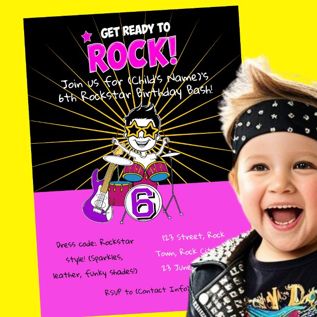 Get ready to Rock Child birthday theme Invitation (Creator Uploaded)