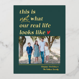 Get Real Foil Christmas Holiday Photo Postcard