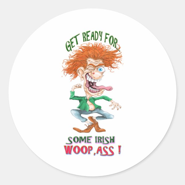 get reay for som irish woopass classic round sticker (Front)