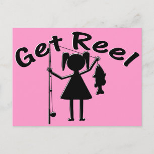 Get Reel - Little Girls Fishing Postcard