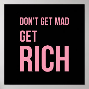 Get Rich Money Quotes Poster Pink Black