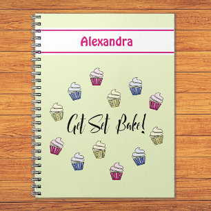 Get Set Bake colourful cupcakes custom name Spiral Notebook