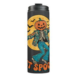 Get Spooky Dancing Pumpkin Head Skeleton Retro Hal Thermal Tumbler