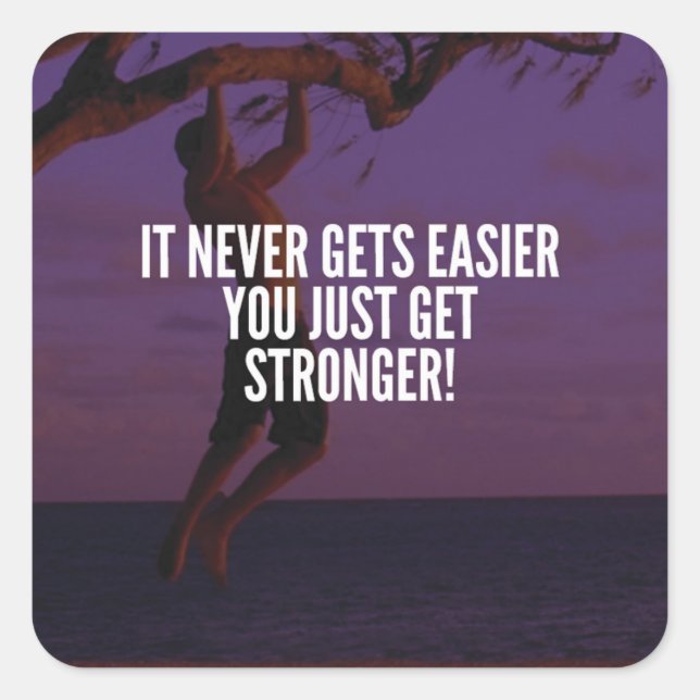 Get Stronger - Workout Motivational Square Sticker (Front)